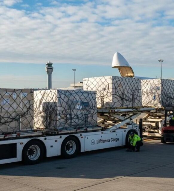 Air cargo trucking company transporting time-sensitive freight from JFK Airport in New York.